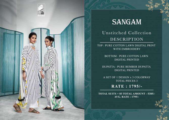 Sangam By Sahiba Black And White Printed Cotton Dress Material Wholesalers In Delhi